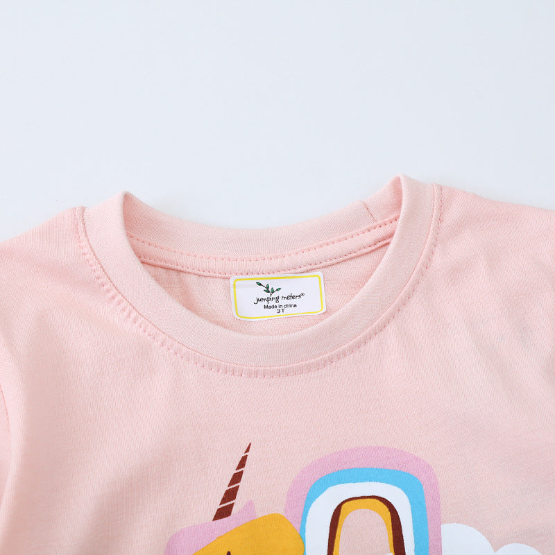 Mädchen T-Shirt mit buntem Einhornmotiv