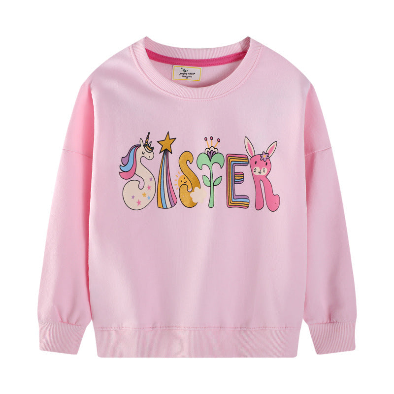 Mädchen Sweatshirt mit buntem Tier- und Motivdruck