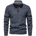 Herren nan gerippter Troyer-Pullover mit Halbzip, Zopfmuster und wärmender Innenverarbeitung