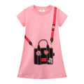 Mädchen T-Shirt Kleid mit kreativem Taschenmotiv