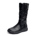 Damen nan komfortabler Slouch-Stiefel mit wadenhohem Schaft weichem Kunstleder und leichter Plateau-Laufsohle