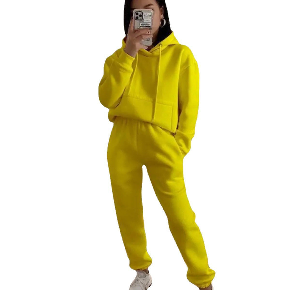 Damen nan kuscheliger Oversize-Kapuzenpullover und Highwaist-Jogginghose Set