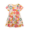 Mädchen Kurzarm Kleid mit fröhlichem Patchwork-Design