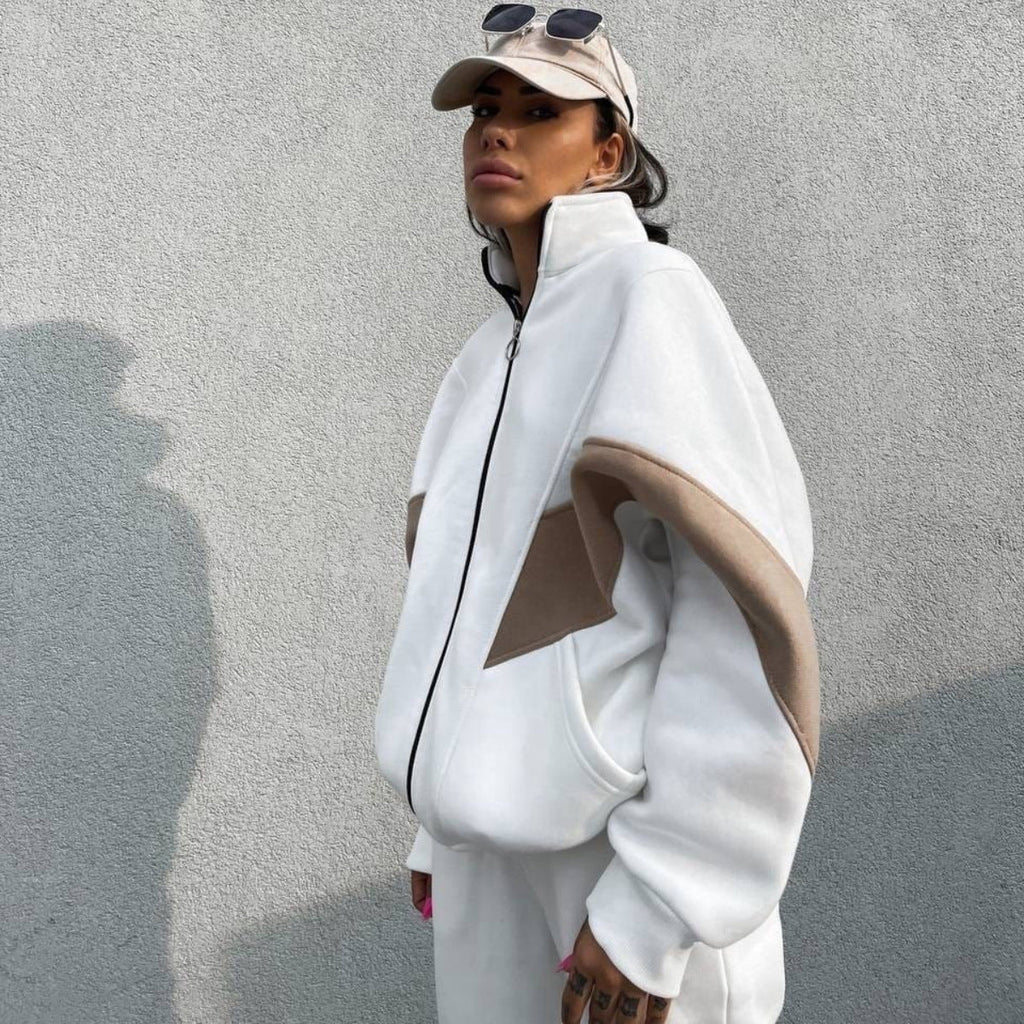 Damen nan athletisches Trainingsset mit Ring-Zipper, eingesetzten Taschen und kontrastierenden Arm-Panels