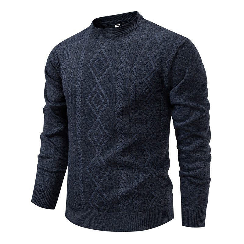 Herren nan gestrickter Rundhalspullover mit Rautenmuster und feinem Strukturstrick