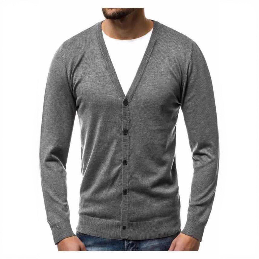 Herren nan Feinstrick-Cardigan mit V-Ausschnitt, schmaler Passform und durchgehender Knopfleiste