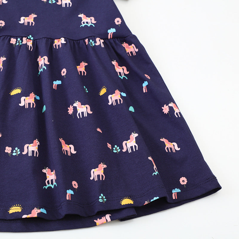 Mädchen Kurzarm Kleid mit verspieltem Einhorn-Motiv