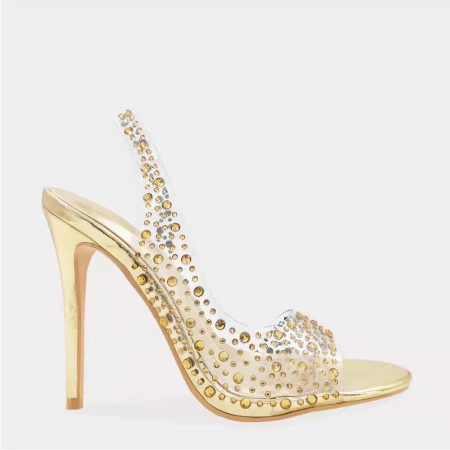 Damen Glamouröse High Heel Sandalen mit funkelndem Strassbesatz Selmira
