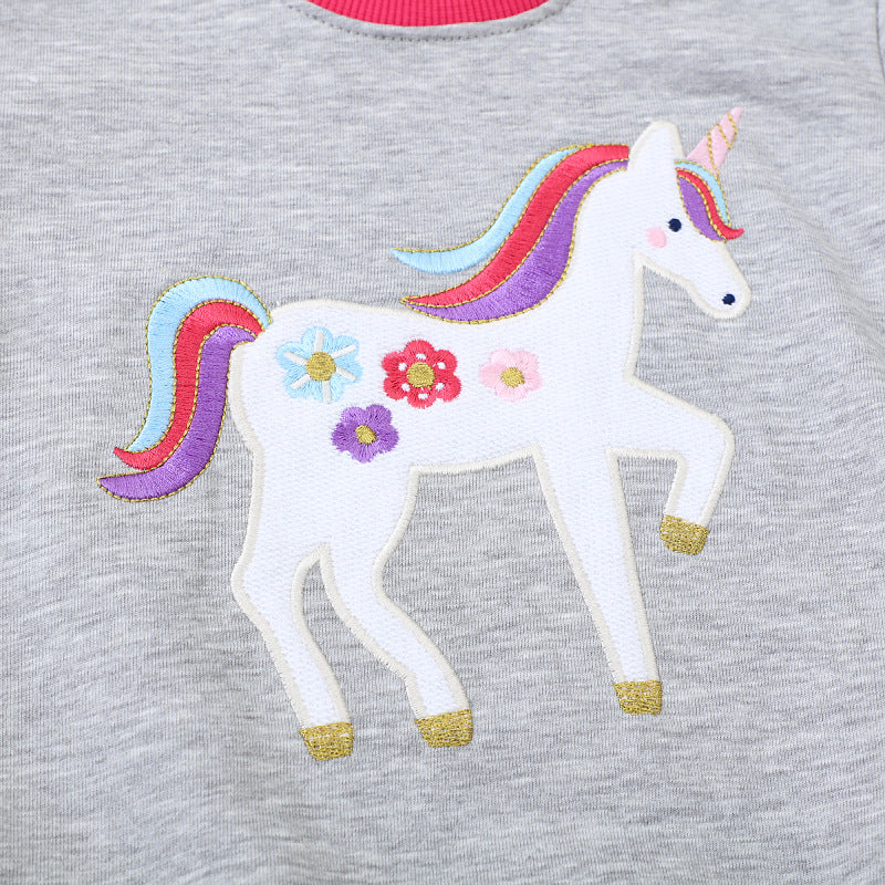 Mädchen Sweatshirt mit buntem Einhorn-Motiv
