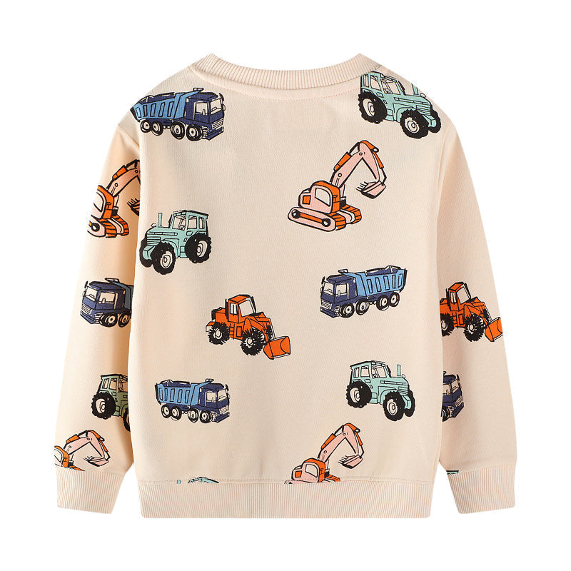 Unisex Sweatshirt mit bunten Baustellenfahrzeugen