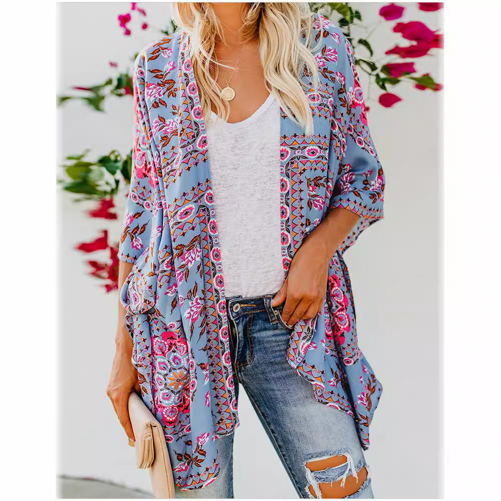 Damen luftiger Kimono mit floralem Muster und weitem Schnitt Selmira