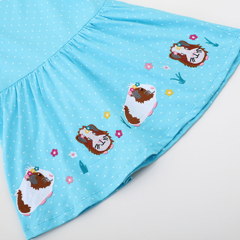 Mädchen Langarmkleid mit fröhlichem Meerschweinchen-Motiv