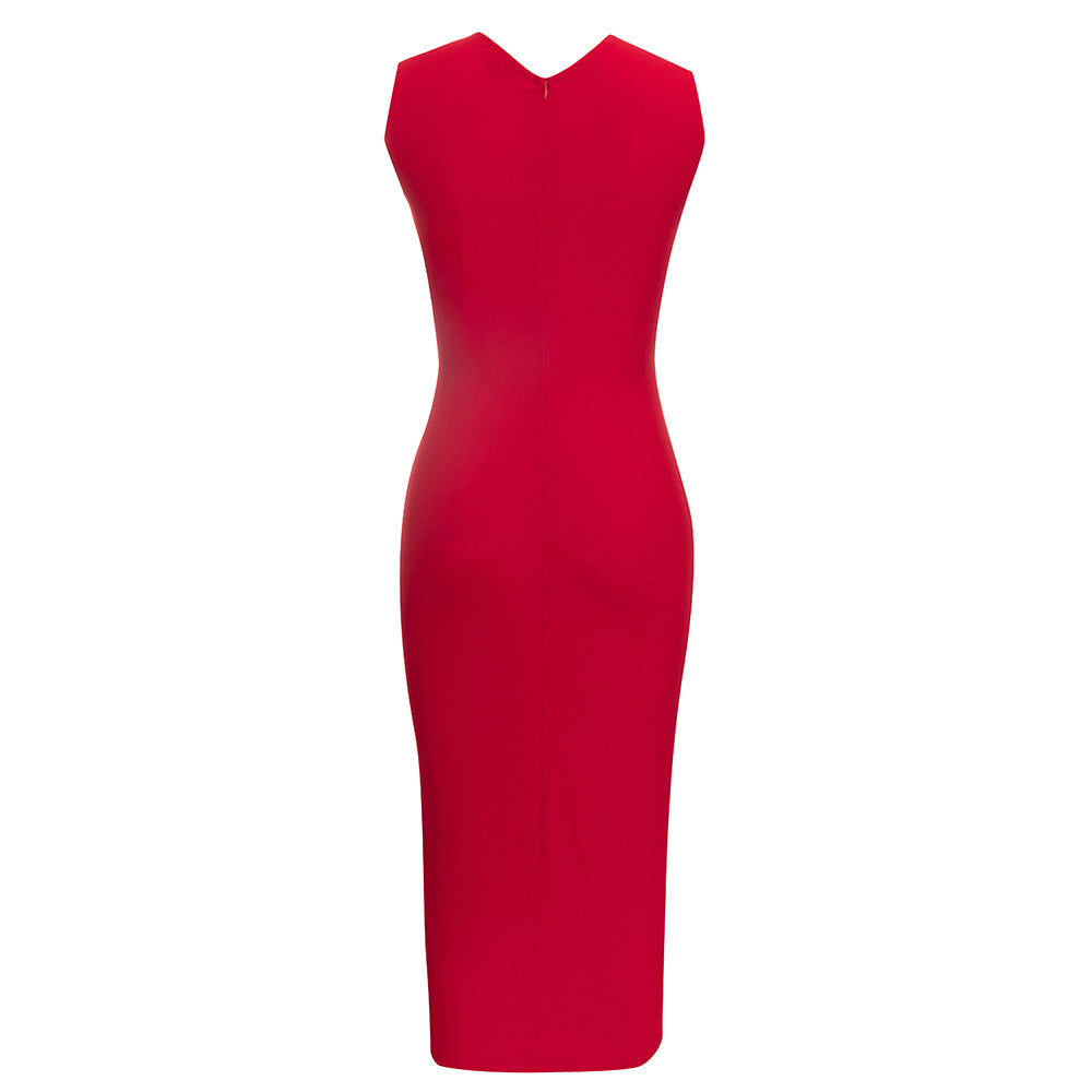 Damen Elegantes Cocktailkleid mit raffinierten Cut-Outs und metallic großen Knopfdetails Selmira
