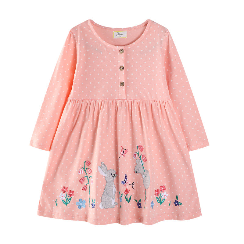 Mädchen Kleid mit niedlichem Hasenmotiv