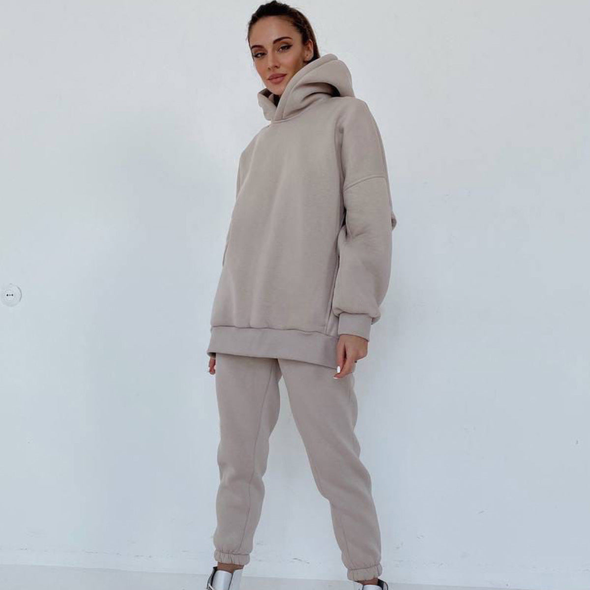 Damen nan oversized Kapuzen-Loungewear-Set mit extragroßer Kapuze und taillierter Jogginghose
