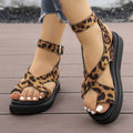 Damen Komfortable Plateau-Sandalen mit modischem Leopardenmuster und verstellbarem Riemendesign Selmira
