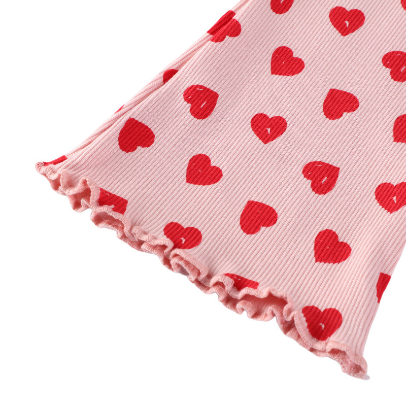 Mädchen Schlagleggings mit fröhlichem Herz-Design