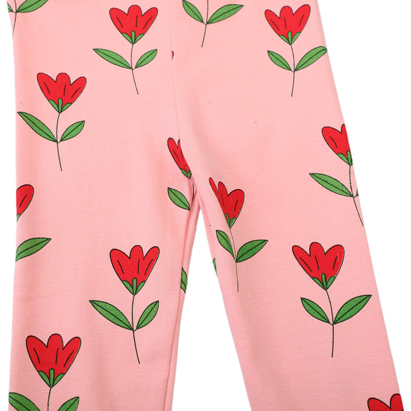 Mädchen Leggings mit verspieltem Blumenmuster