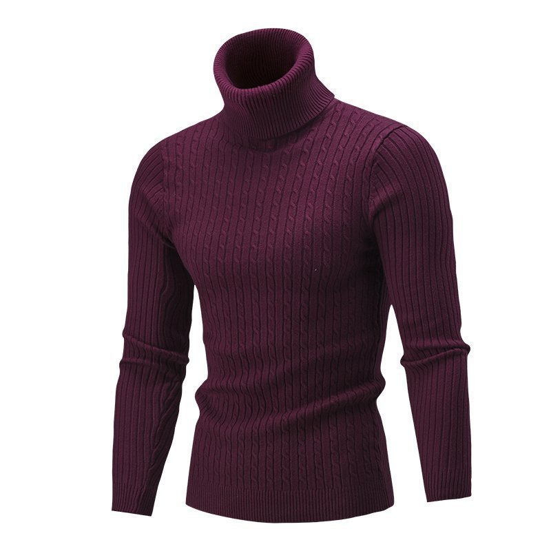 Herren nan gerippter Rollkragenpullover mit Zopfmuster und körpernaher Slim-Fit-Silhouette