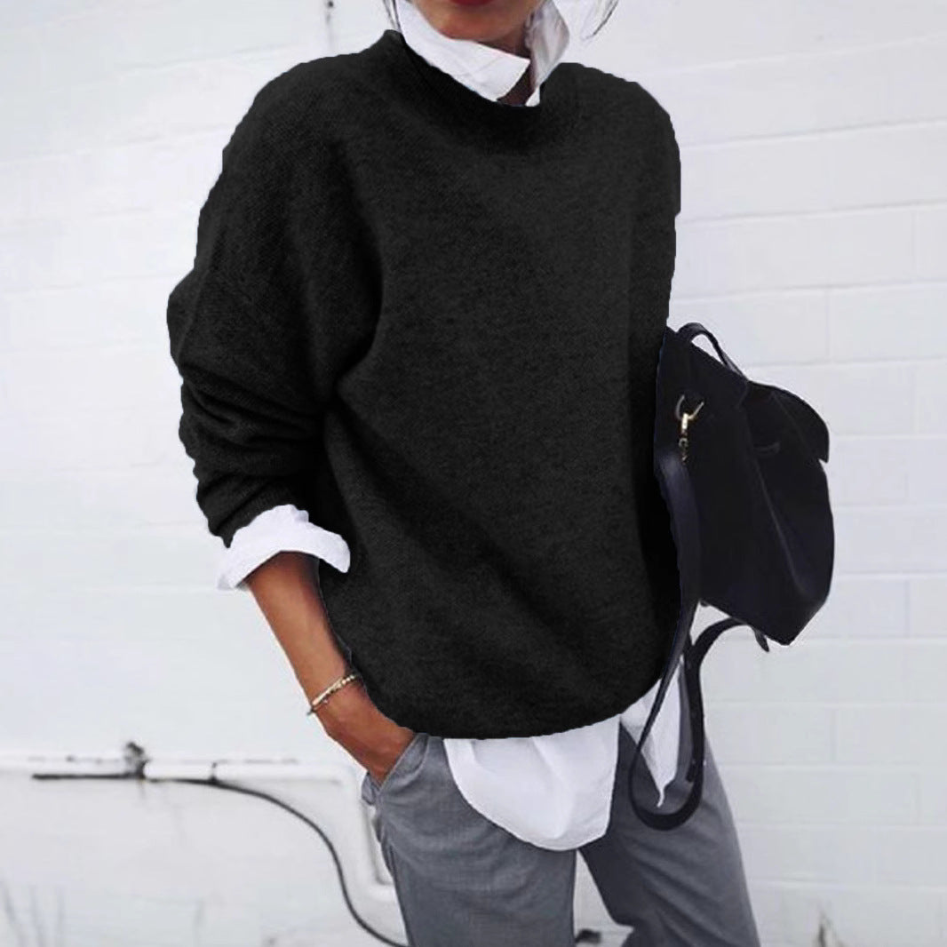 Damen nan gemütlicher Oversize-Strickpullover mit Stehkragen