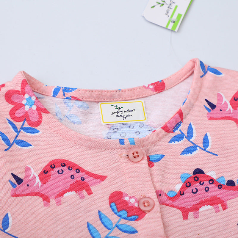 Mädchen Baumwollkleid mit fröhlichen Dinosaurier-Motiven