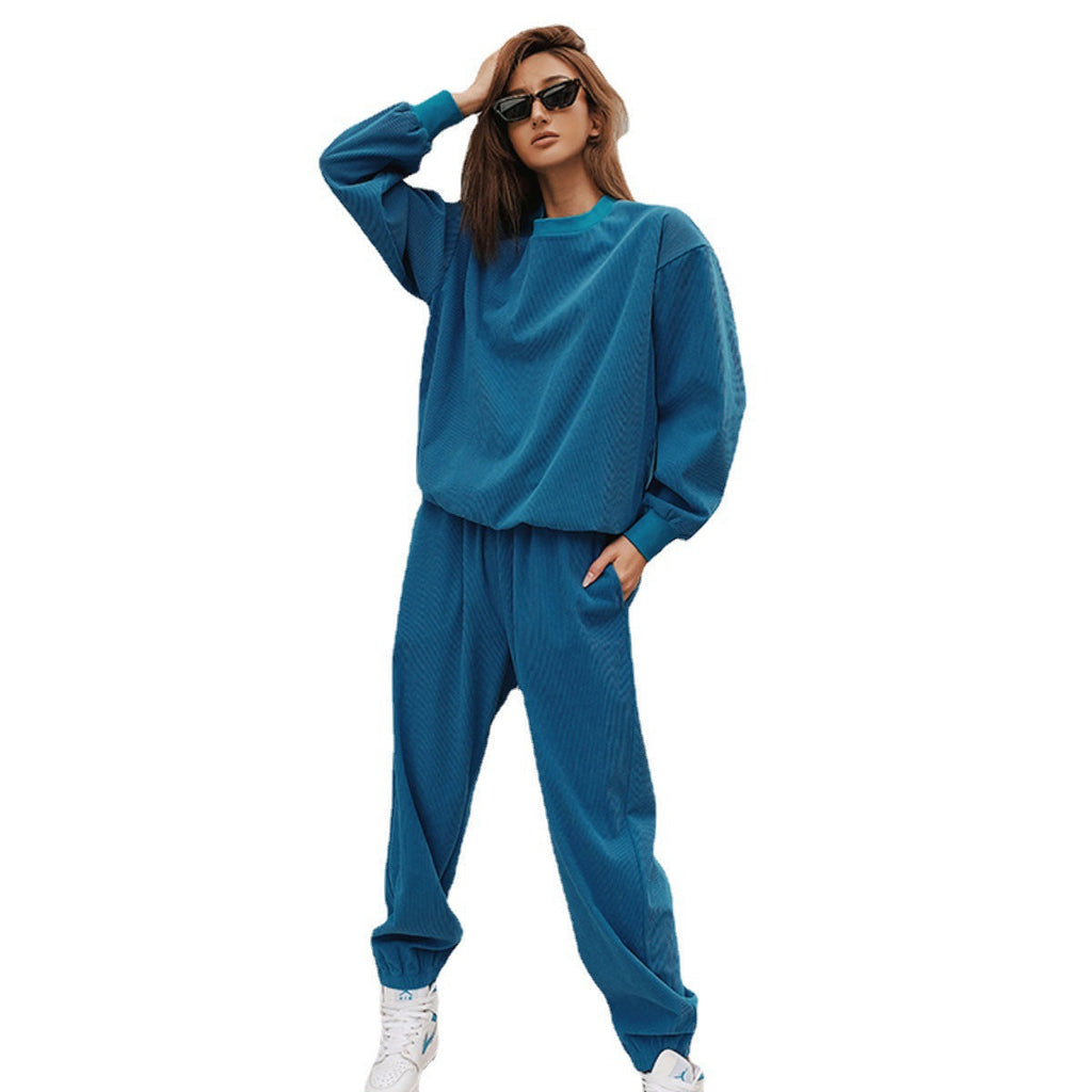 Damen nan strukturierter Cord-Trainingsanzug im Relaxed-Fit mit Bündchenhose