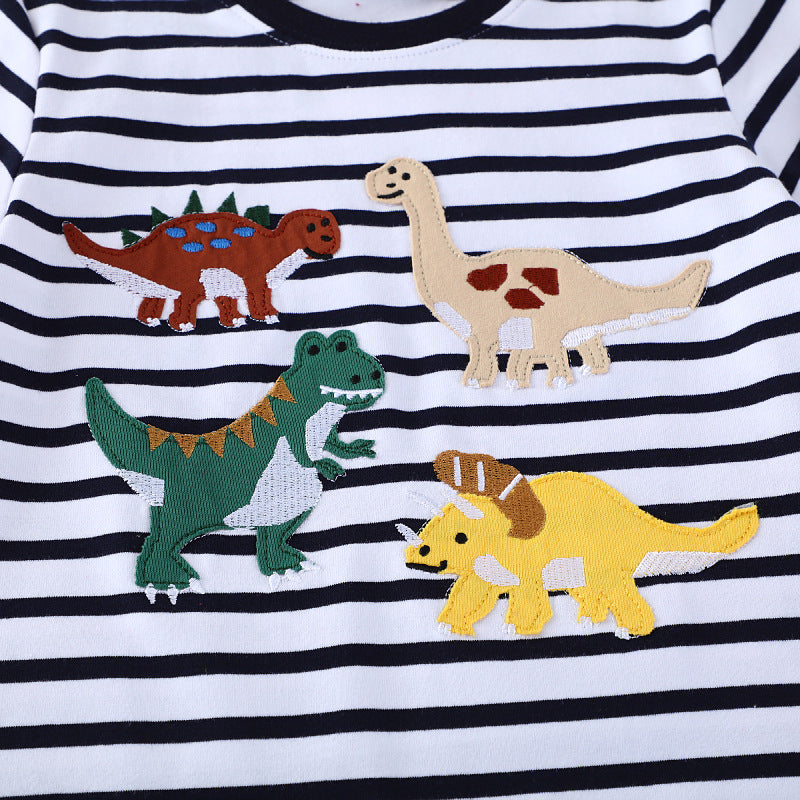 Jungen T-Shirt mit bunten Dinosaurier-Applikationen