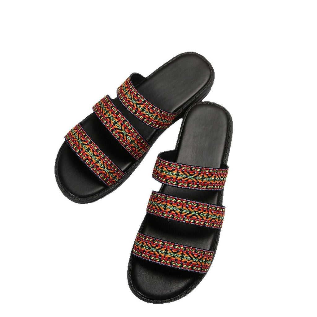 Damen Gemütliche Sommer-Sandalen mit bunten geflochtenen Riemen Selmira