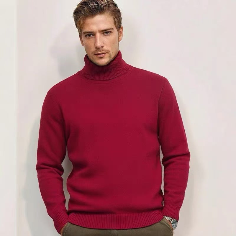 Herren nan feinstrick Rollkragenpullover mit schmaler Silhouette und gerippten Bündchen