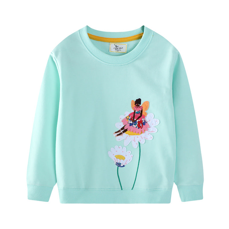 Mädchen Sweatshirt mit buntem Blumen- und Feenmotiv