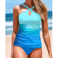Damen Cross-Back Raffung Tankini Set Selmira