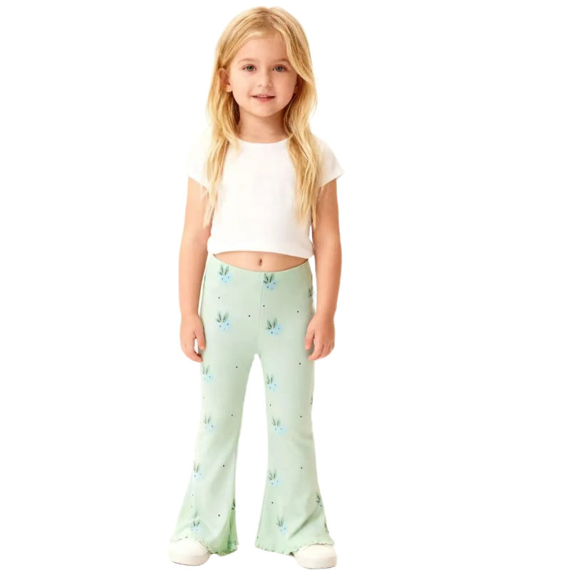 Mädchen Flared Leggings mit buntem Blumenmuster