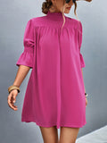 Damen Feierliches Kurzarmkleid mit Stehkragen und luftigen Ärmeln Selmira
