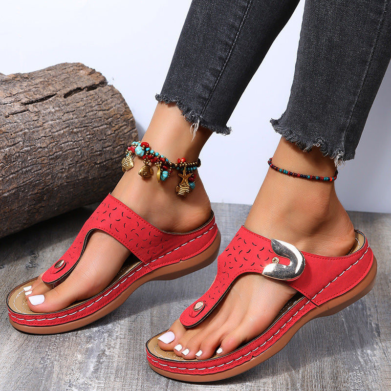 Damen Bequeme Zehentrenner-Sandalen mit verstellbarem Riemen und gepolsterter Sohle Selmira