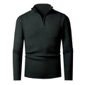 Herren nan Feinstrick-Halbzip-Pullover mit strukturierter Wellenoptik und Stehkragen