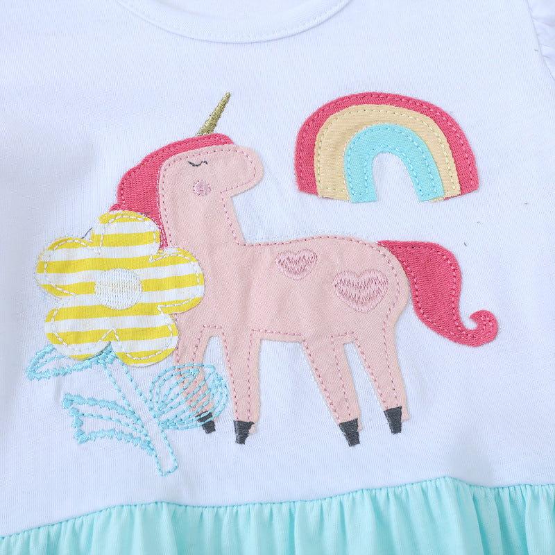 Mädchen Baumwollkleid mit zauberhaftem Einhorn-Motiv