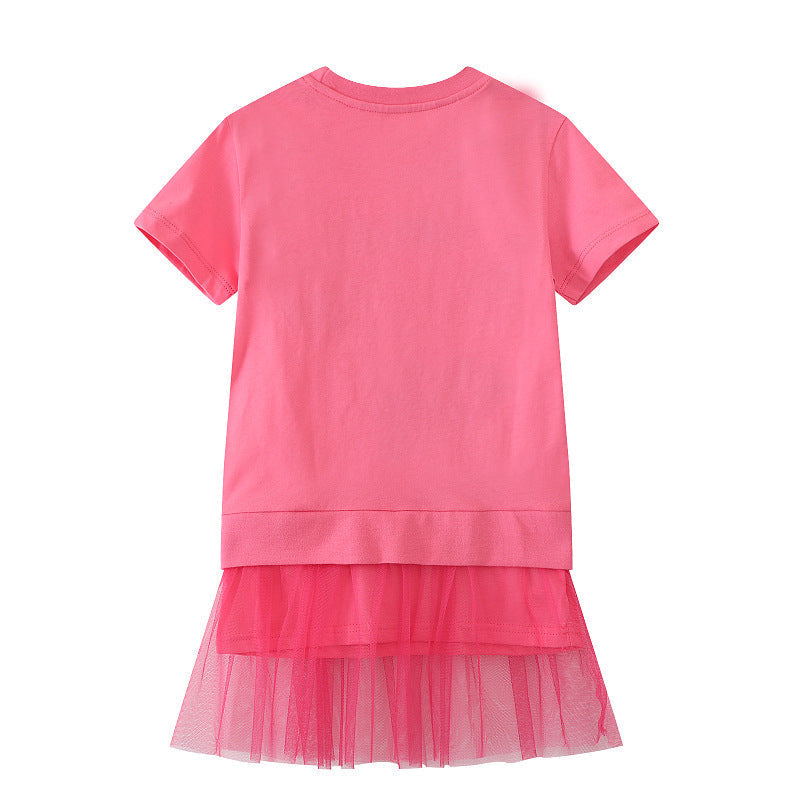 Mädchen T-Shirt Kleid mit bezauberndem Tüllunterrock