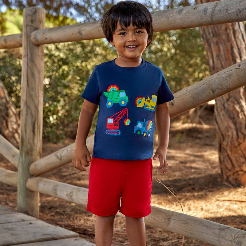 Jungen T-Shirt mit buntem Baustellenmotiv
