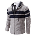 Herren nan gestrickte Kapuzenjacke mit Teddyfutter, verdecktem Reißverschluss und kontrastreifen