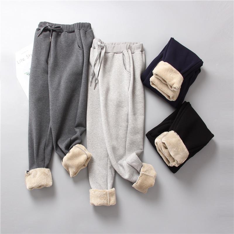 Damen nan gefütterte Therm-Jogginghose mit Kordelzug, seitlichen Eingrifftaschen und schmalem Bein