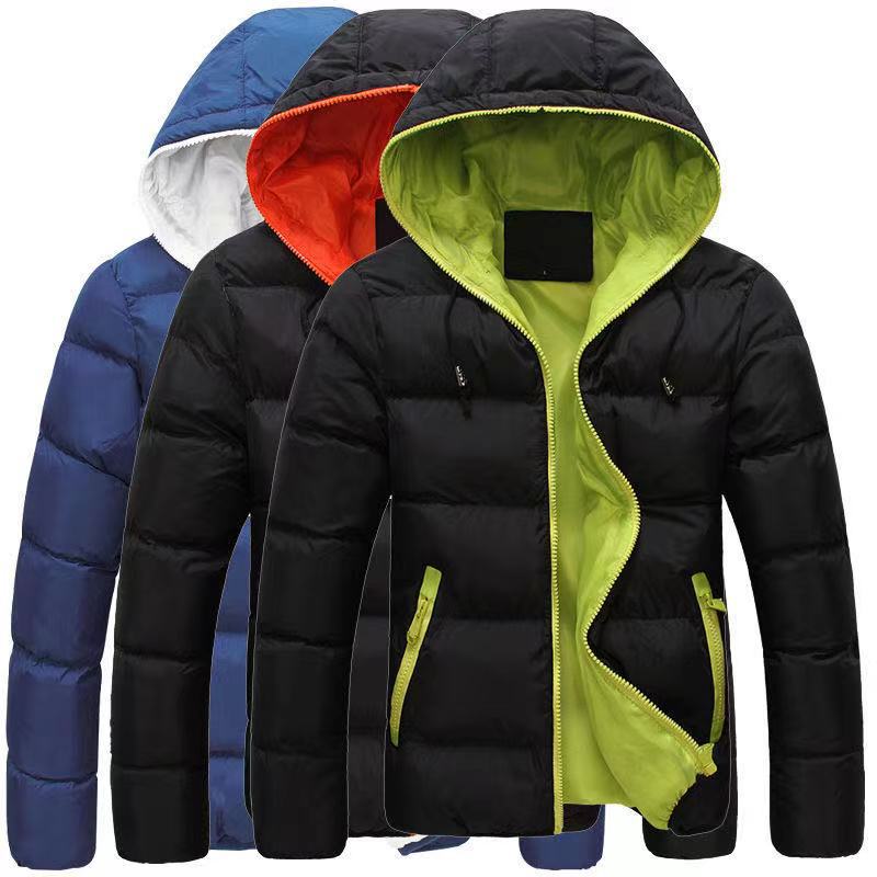 Herren nan gesteppte Kapuzen-Steppjacke mit kontrastierendem Fleecefutter und seitlichen Reißverschlusstaschen