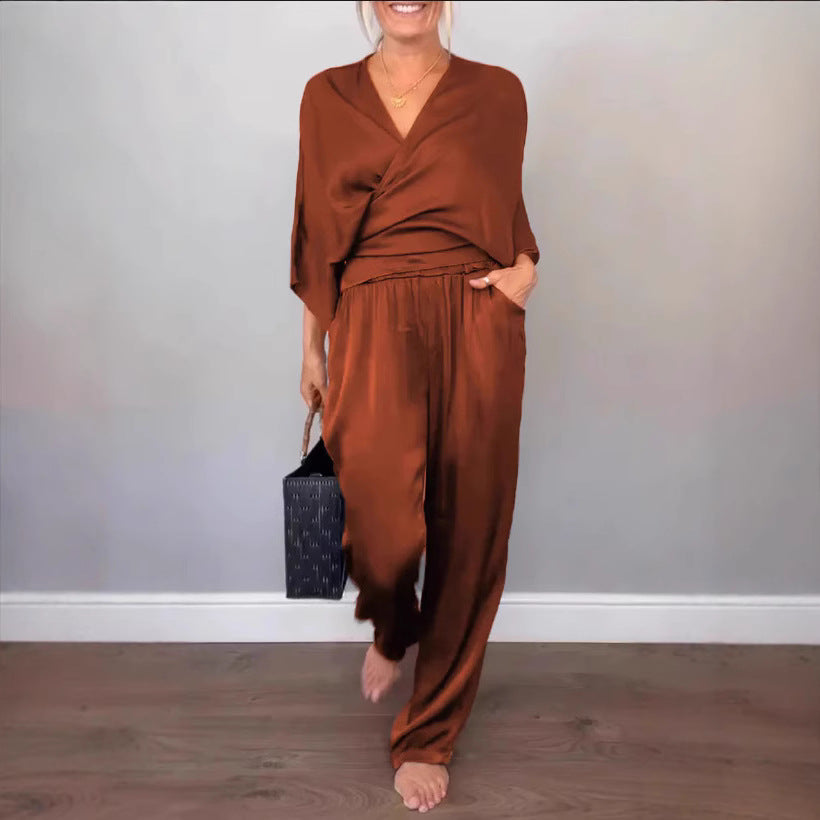 Damen elegantes und bequemes Satin-Hosenanzug Selmira