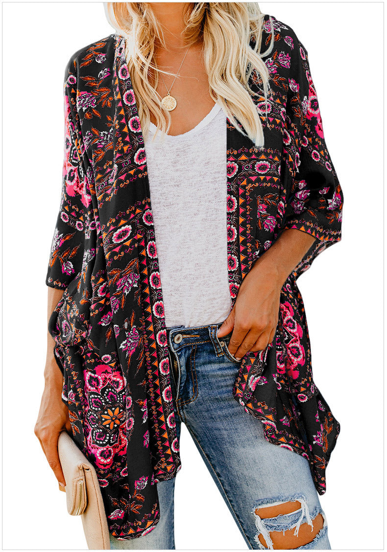 Damen luftiger Kimono mit floralem Muster und weitem Schnitt Selmira