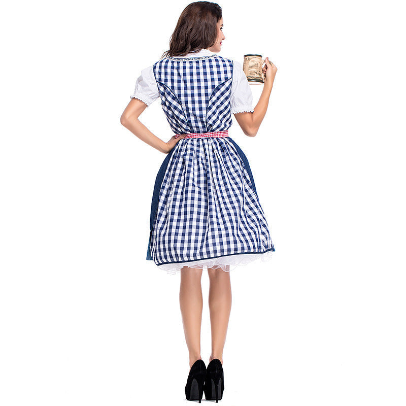 Damen nan traditionelles Trachten Dirndlkleid mit herzförmigem Ausschnitt, Schnürung und abnehmbarer Schürze