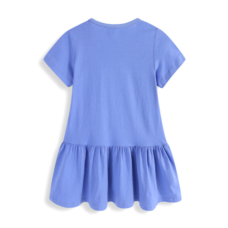 Mädchen Baumwoll-Kleid mit handgestickter Einhorn-Applikation