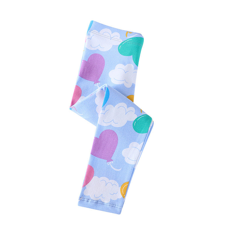 Mädchen Leggings mit fröhlichem Herz- und Wolkenmotiv