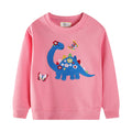 Mädchen Sweatshirt mit buntem Dinosaurier- und Blumenapplikationen