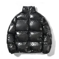 Herren nan glänzende Oversize Daunenoptik Steppjacke mit hohem Stehkragen und elastischen Bündchen