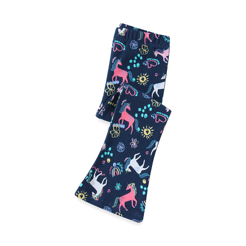 Mädchen Leggings mit verspieltem Einhorn- und Blütenmuster