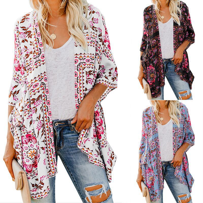 Damen luftiger Kimono mit floralem Muster und weitem Schnitt Selmira